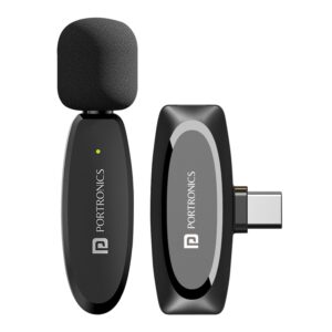 Portronics Dash 7 Omnidirectional Type C Wireless Microphone, Noise Cancellation (Black)
