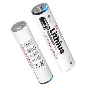 Portronics AAA Lithius Type C Rechargeable Batteries, Pack of 2, (White)